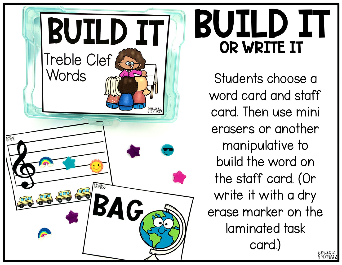 Back to School Treble Clef Task Cards Elementary Music Centers & Games