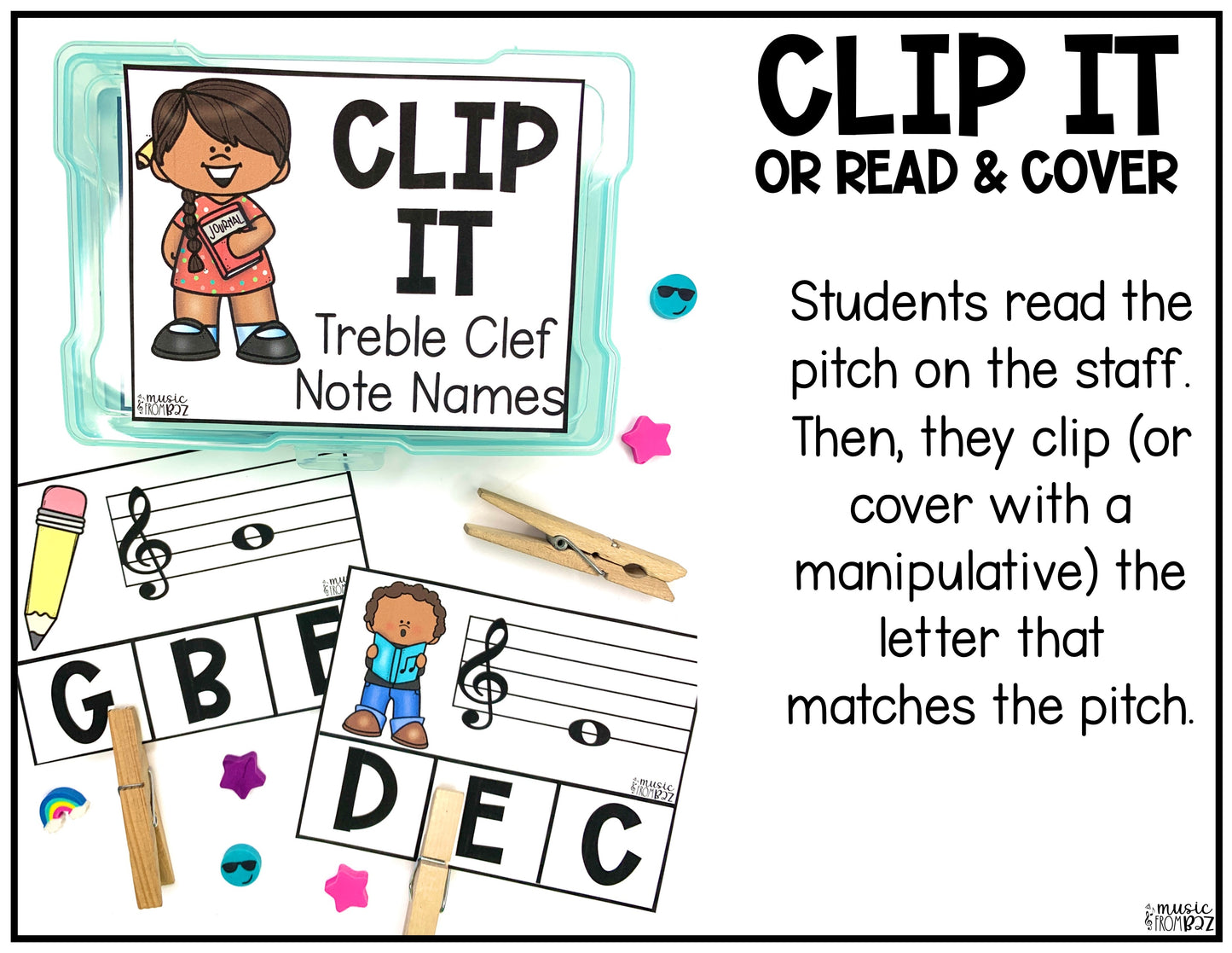 Back to School Treble Clef Task Cards Elementary Music Centers & Games