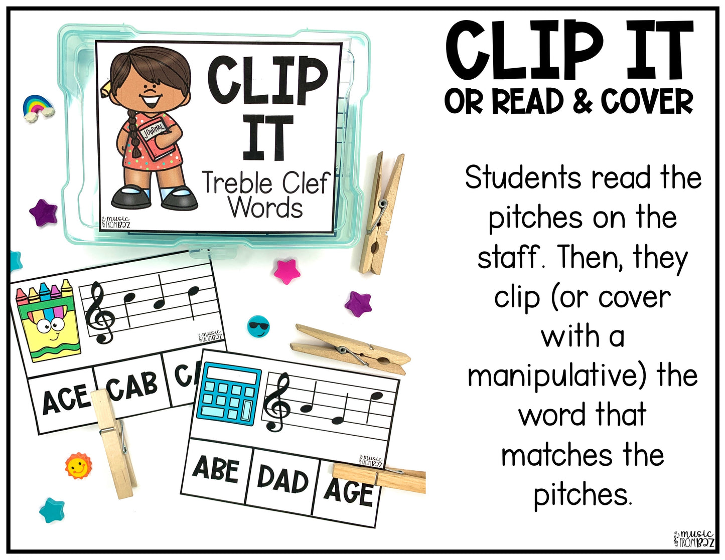 Back to School Treble Clef Task Cards Elementary Music Centers & Games