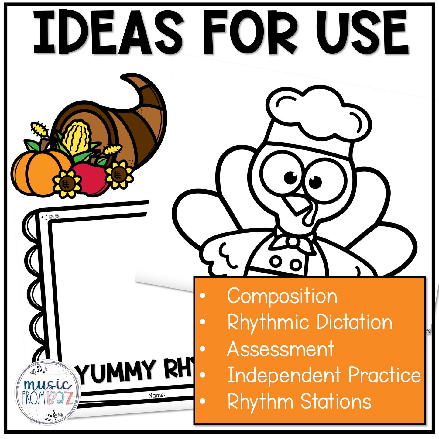 Thanksgiving Music Activity - Rhythm Lesson & Craft - Elementary Music Plan
