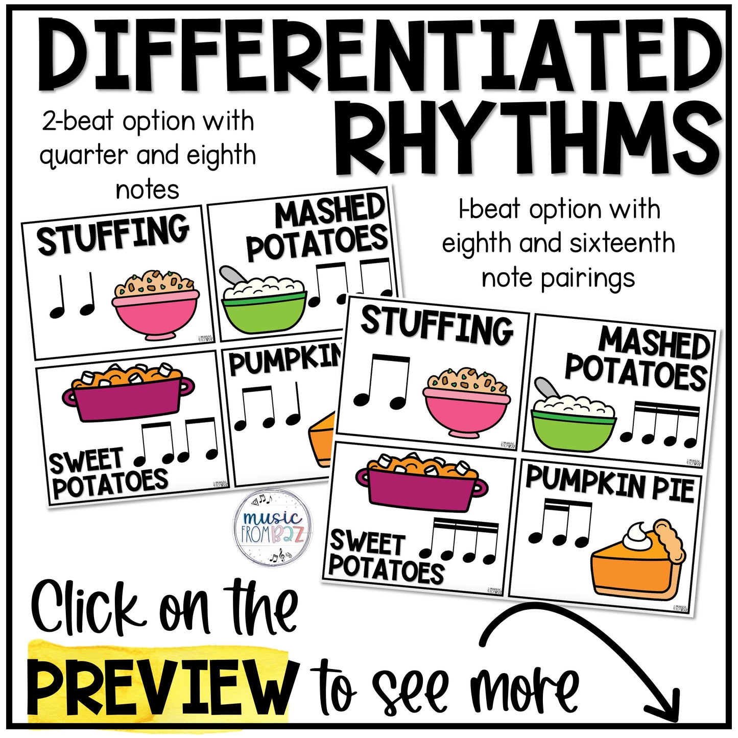 Thanksgiving Music Activity - Rhythm Lesson & Craft - Elementary Music Plan
