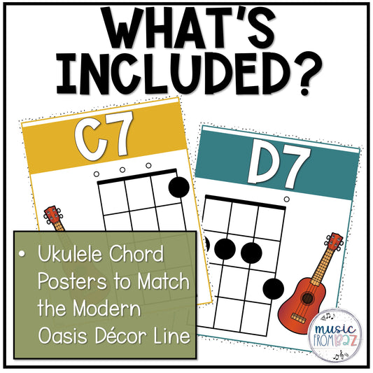 Music Classroom Decor - Ukulele Chords Posters - Modern Oasis