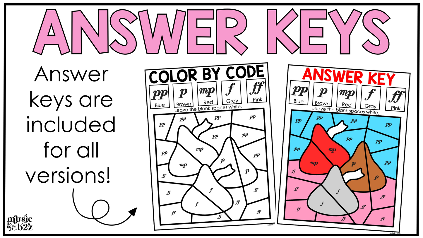 Valentine's Day Music Coloring Pages Color by Note Music Worksheets Dynamics