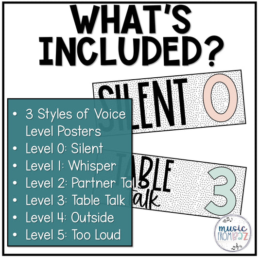 Music Classroom Decor - Voice Level Posters - Modern Oasis