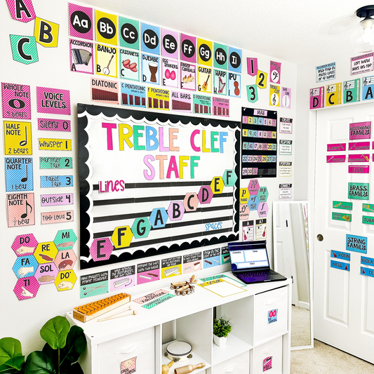Treble Clef Bulletin Board Elementary Music Classroom Decor Lines & Spaces