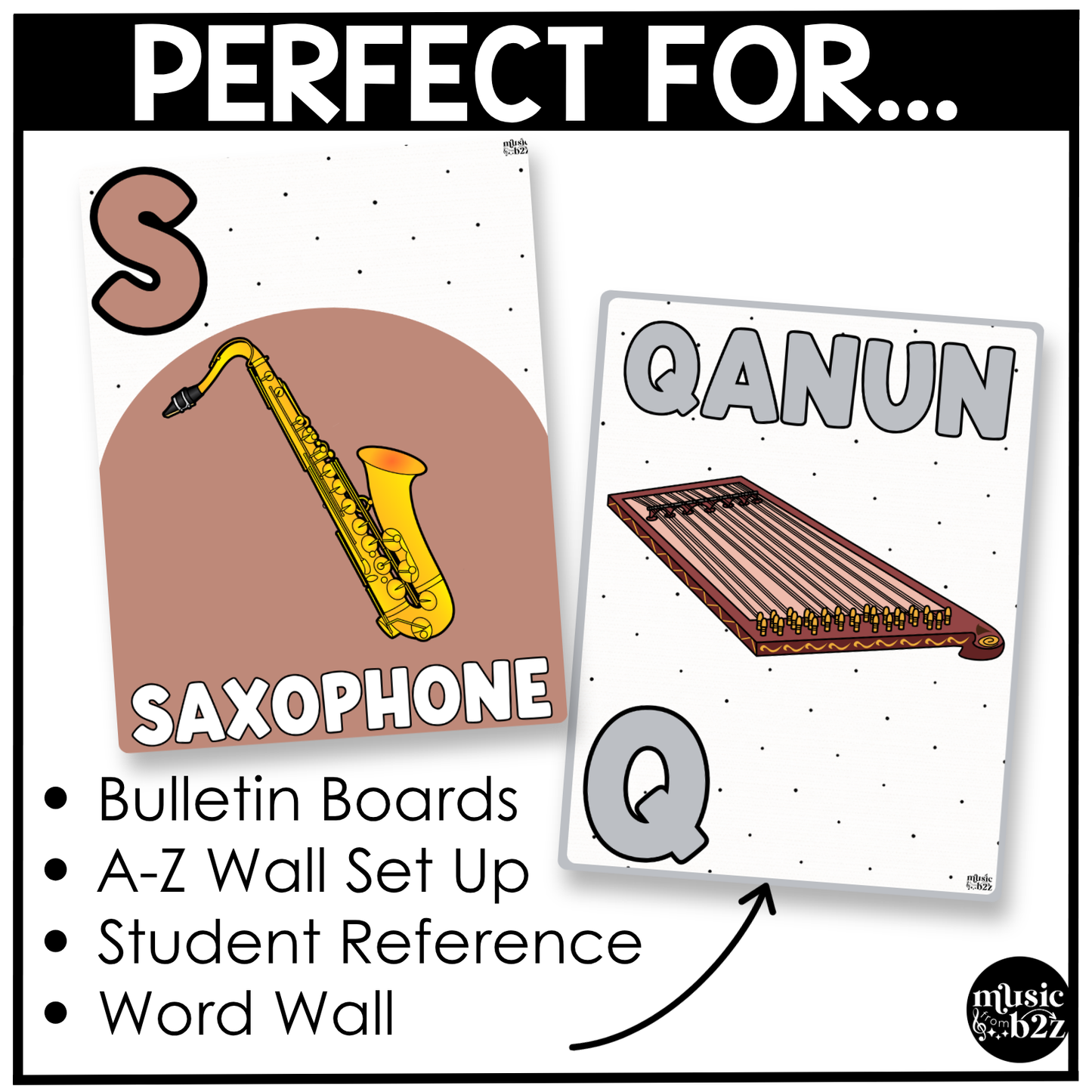 Neutral Music Alphabet Posters Music Classroom Decor Instrument Music Posters