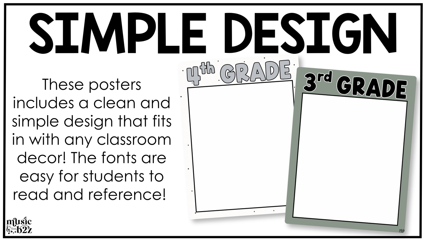 Neutral Week in Focus Wall I Can Posters Elementary Music Classroom Decor