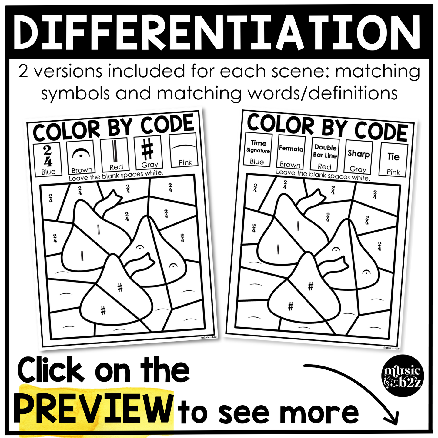 Valentine's Day Music Coloring Color by Note Music Worksheets Music Symbols