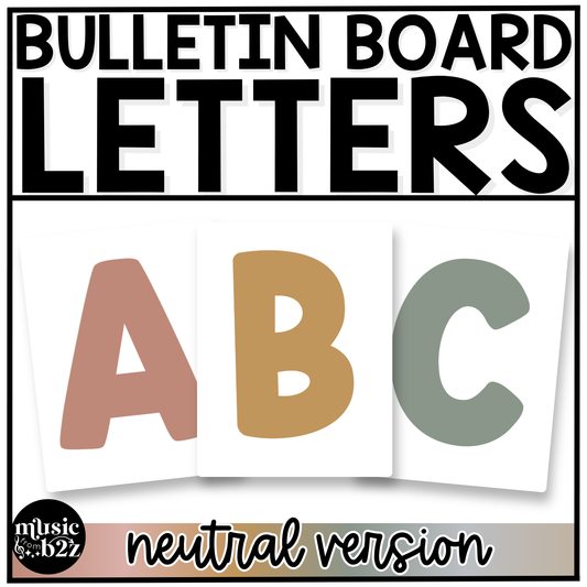 Neutral Bulletin Board Letters Numbers Symbols Elementary Music Classroom Decor