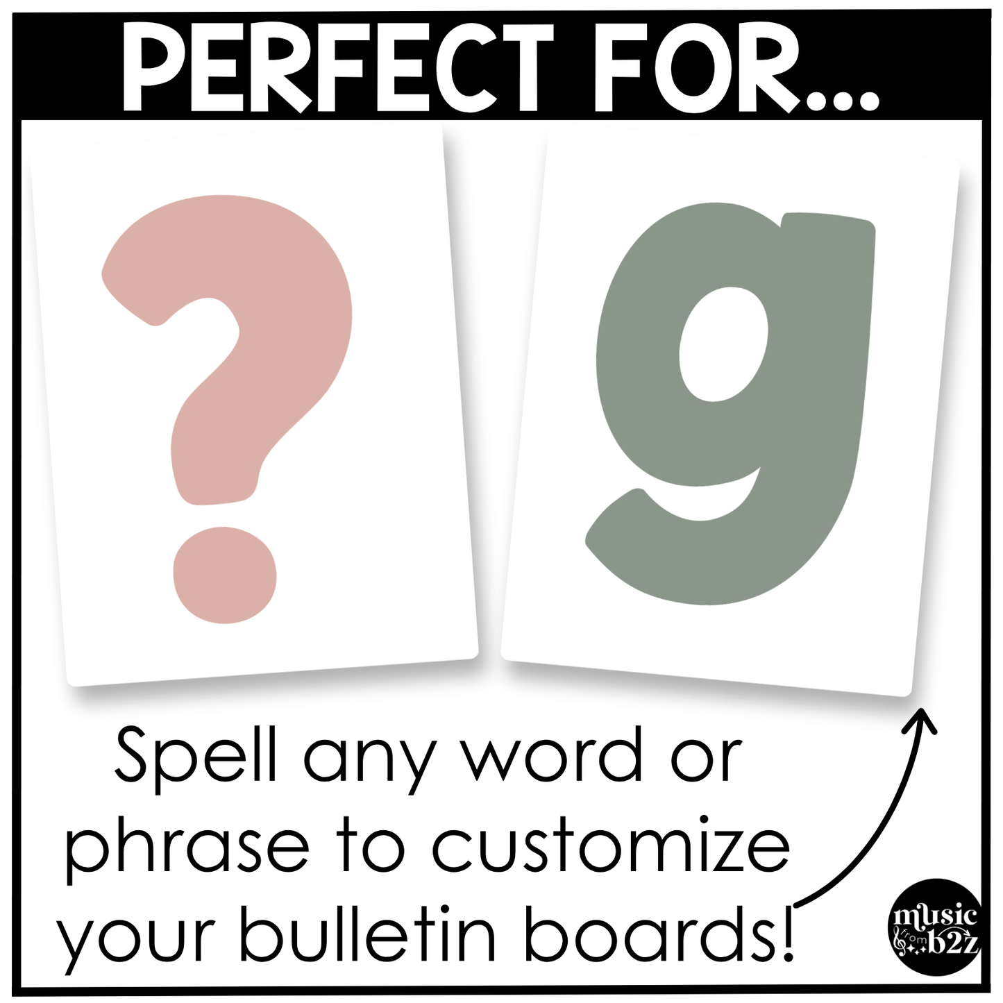 Neutral Bulletin Board Letters Numbers Symbols Elementary Music Classroom Decor