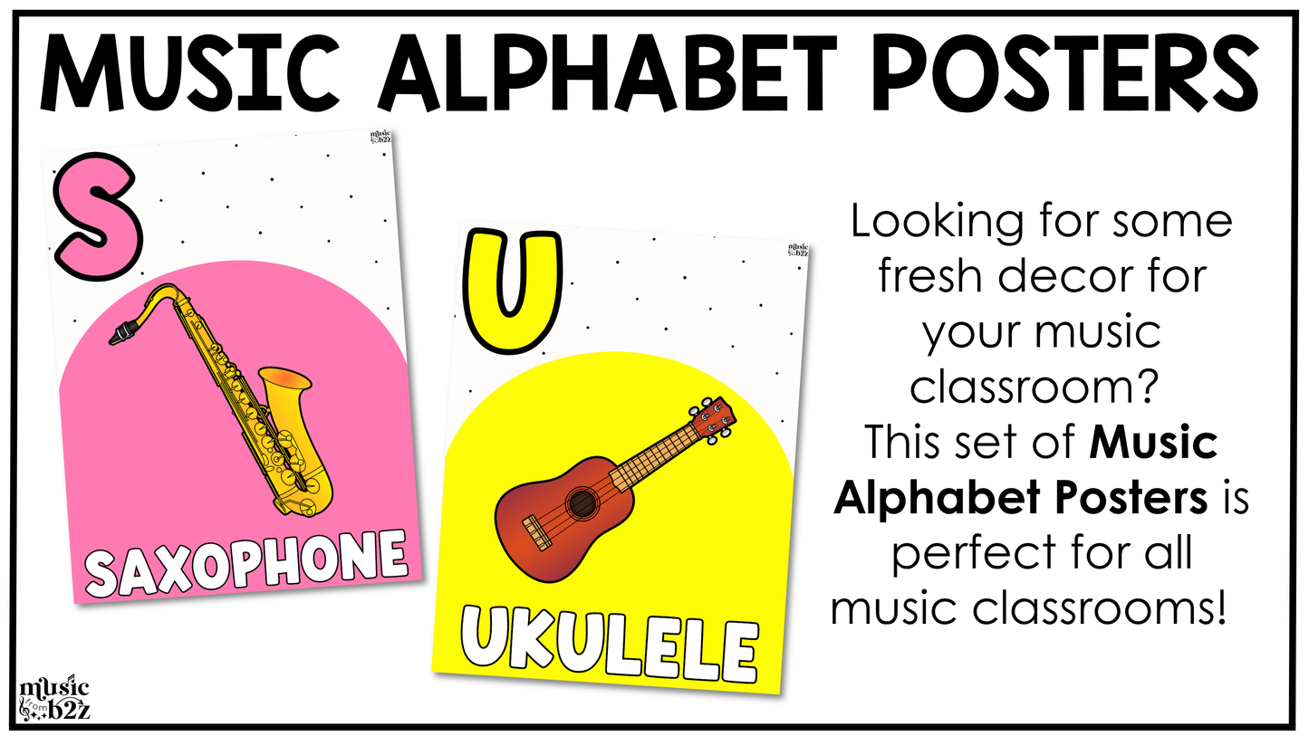 Bright Music Alphabet Posters Music Classroom Decor Instrument Music Posters