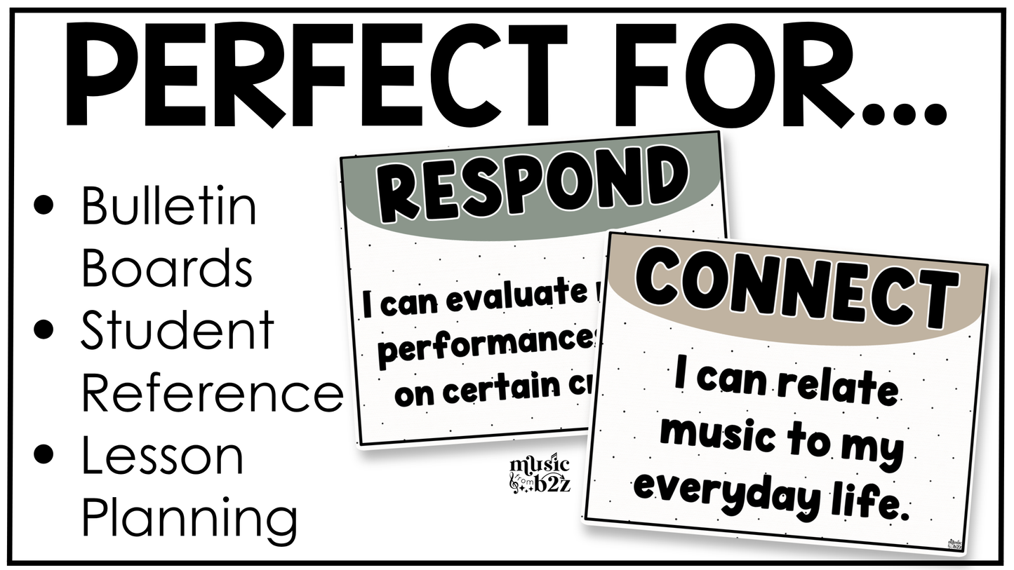Neutral National Music Standards Posters Elementary Music Classroom Decor