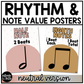 Neutral Note Value Posters Rhythm Durations Elementary Music Classroom Decor