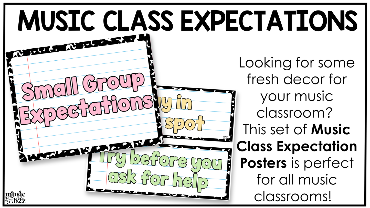 Pastel Composition Music Rules & Expectations Posters Elementary Music Classroom Decor
