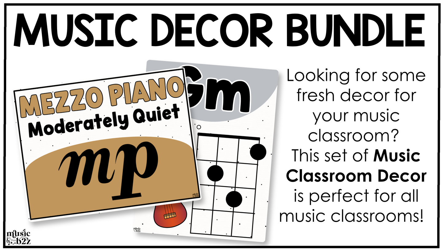 Neutral Music Classroom Decor BUNDLE Music Posters Bulletin Board