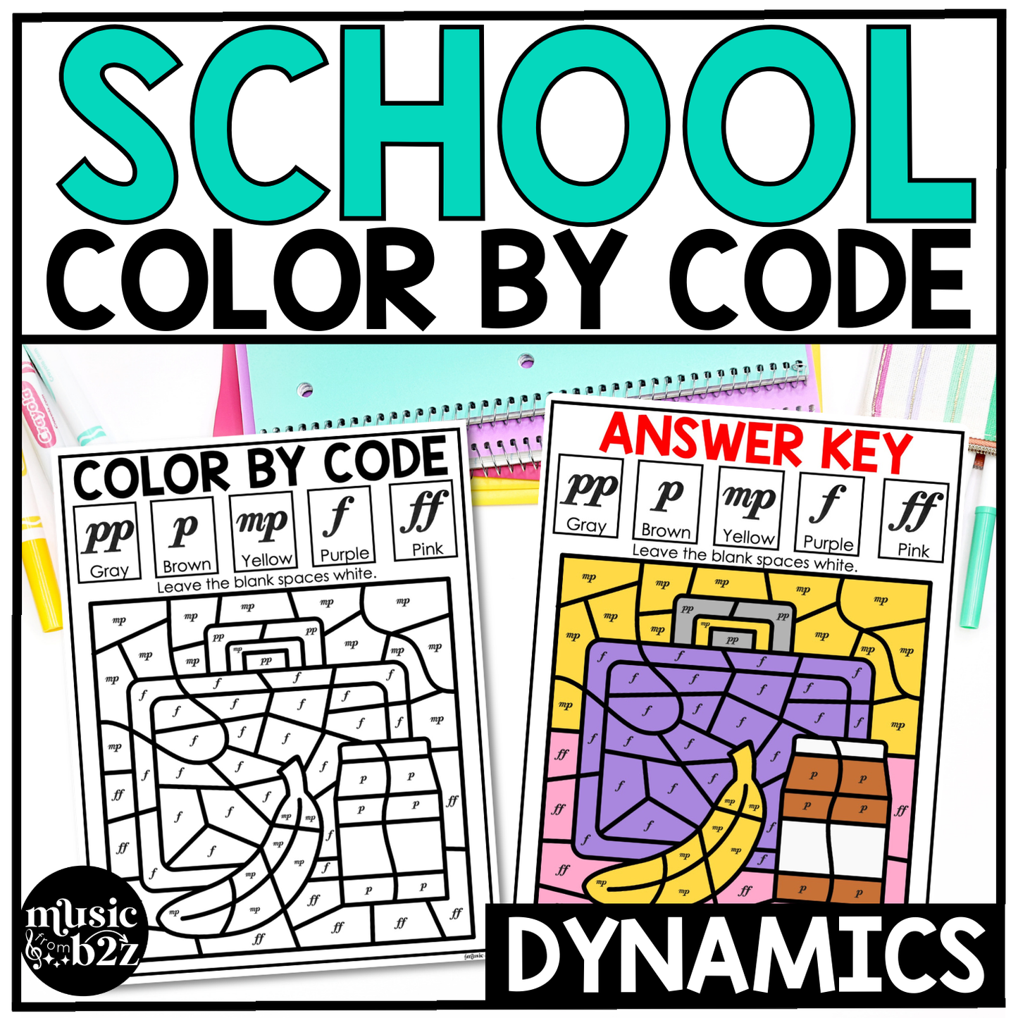 Back to School Music Coloring Pages Color by Note Music Worksheets Dynamics