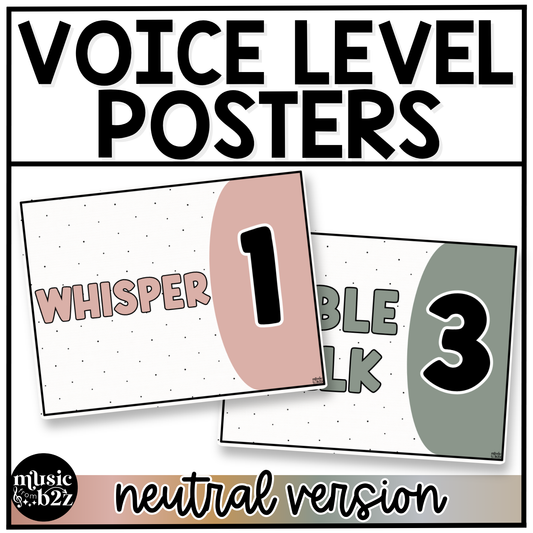 Neutral Voice Level Volume Chart Posters Elementary Music Classroom Decor