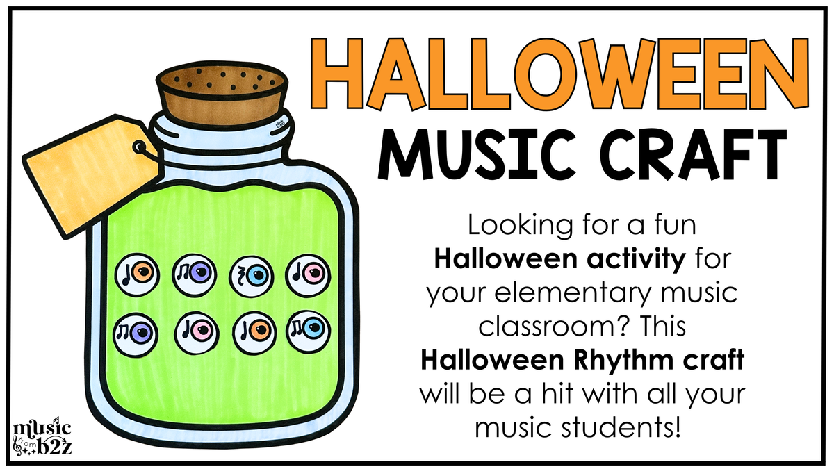 Halloween Music Craft Music Bulletin Board Elementary Music Rhythm Sub Plans