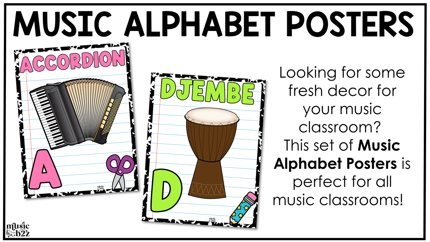 Bright Composition Notebook Music Alphabet Posters Music Classroom Decor
