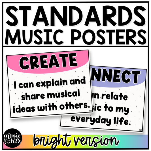 Bright National Music Standards Posters Elementary Music Classroom Decor