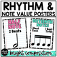 Bright Composition Note Value Posters Rhythm Durations Elementary Music Classroom Decor