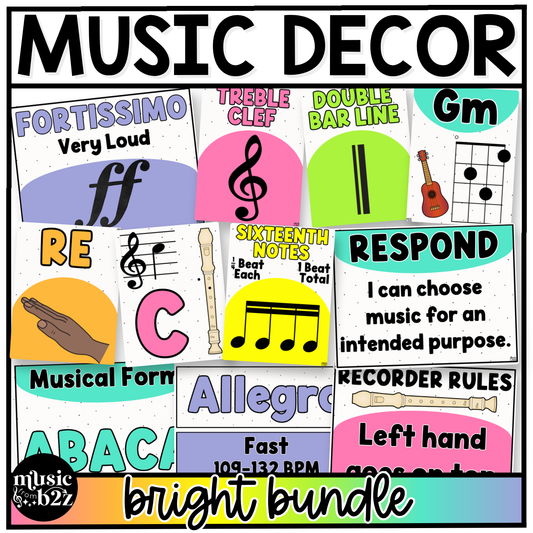 Bright Music Classroom Decor BUNDLE Music Posters Bulletin Board