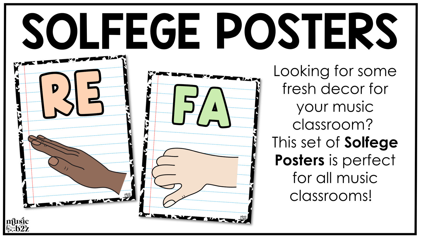 Pastel Composition Solfege Hand Signs Posters Curwen Elementary Music Classroom Decor