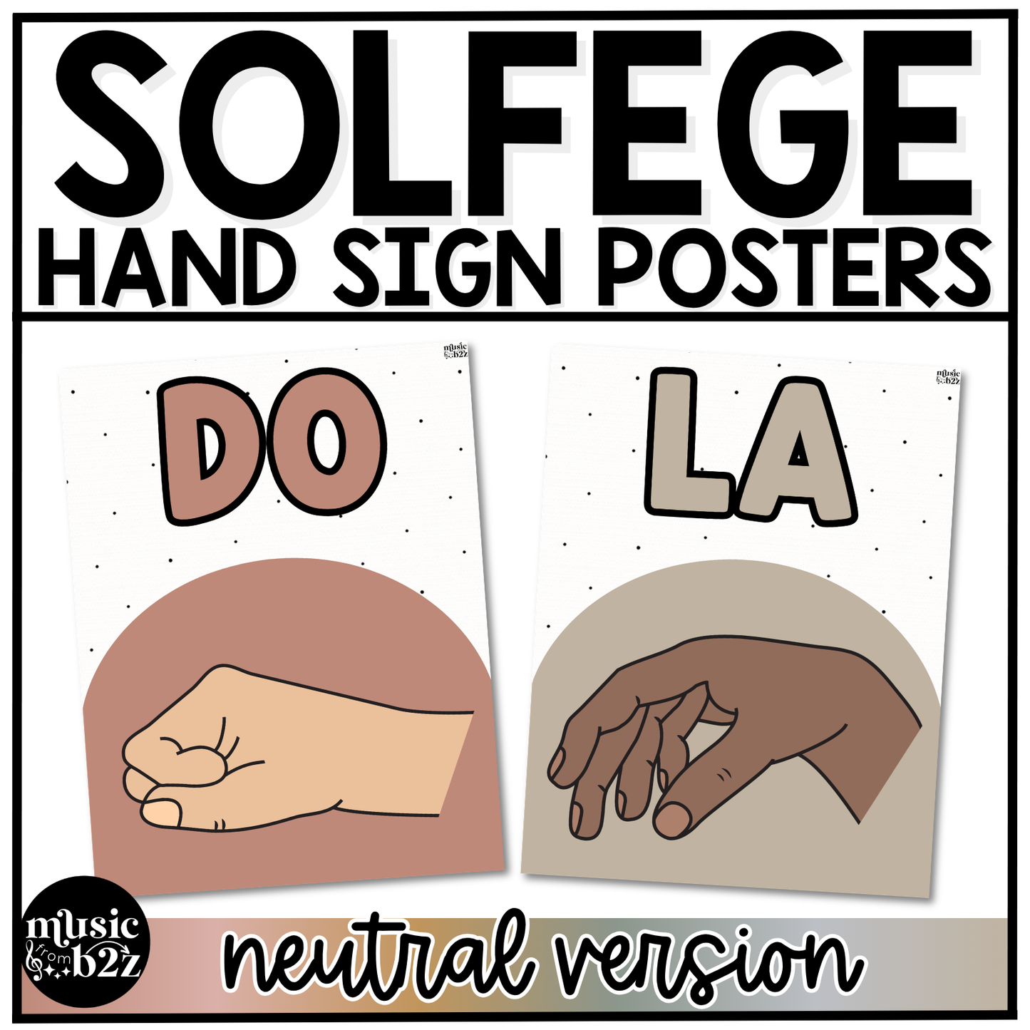 Neutral Solfege Hand Signs Posters Curwen Elementary Music Classroom Decor