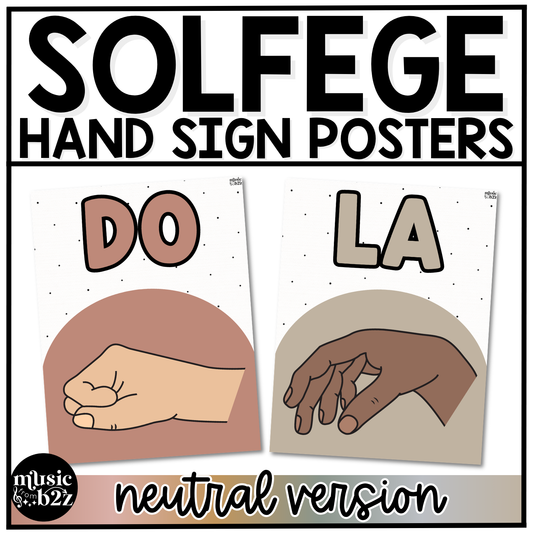 Neutral Solfege Hand Signs Posters Curwen Elementary Music Classroom Decor