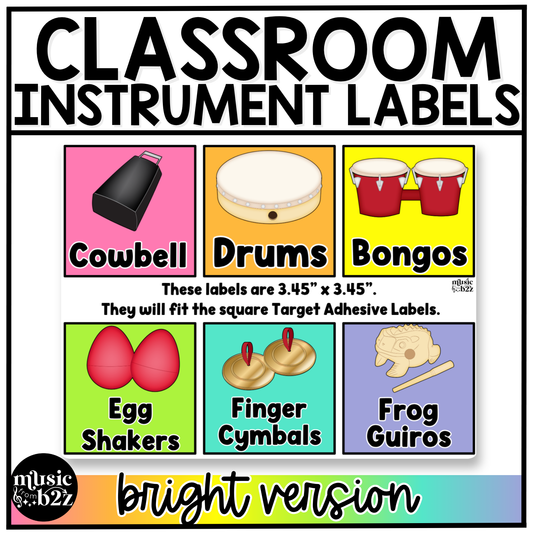 Bright Classroom Instrument Labels Elementary Music Classroom Decor Organization