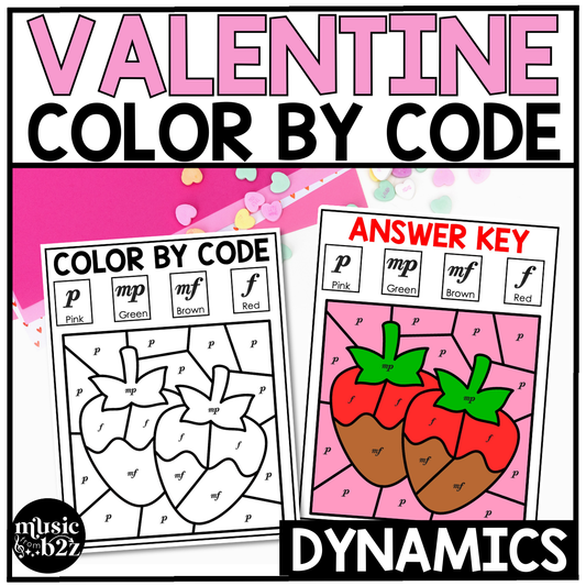 Valentine's Day Music Coloring Pages Color by Note Music Worksheets Dynamics