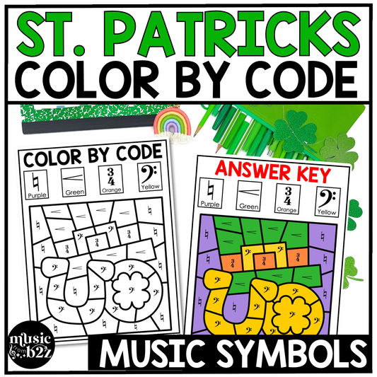 St. Patrick's Day Music Coloring Color by Note Music Worksheets Music Symbols