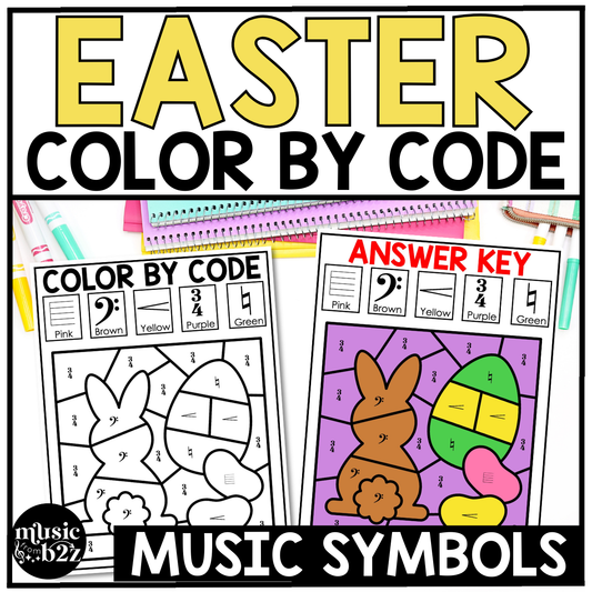 Easter Music Coloring Color by Note Spring Music Worksheets Music Symbols