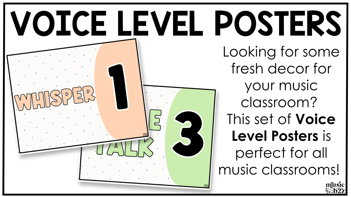Pastel Voice Level Volume Chart Posters Elementary Music Classroom Decor