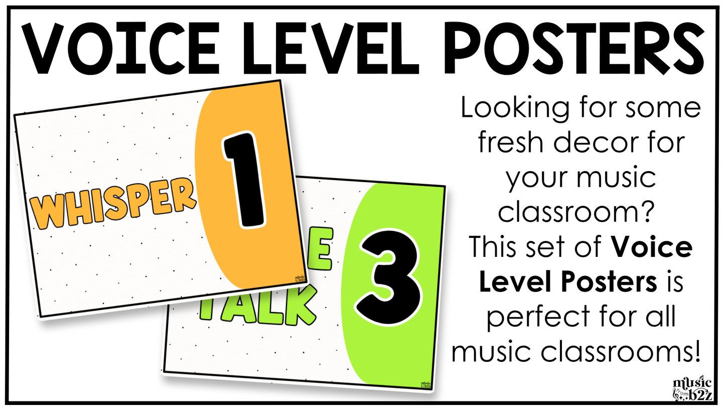 Bright Voice Level Volume Chart Posters Elementary Music Classroom Decor