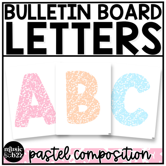 Pastel Composition Bulletin Board Letters Numbers Symbols Elementary Music Classroom Decor