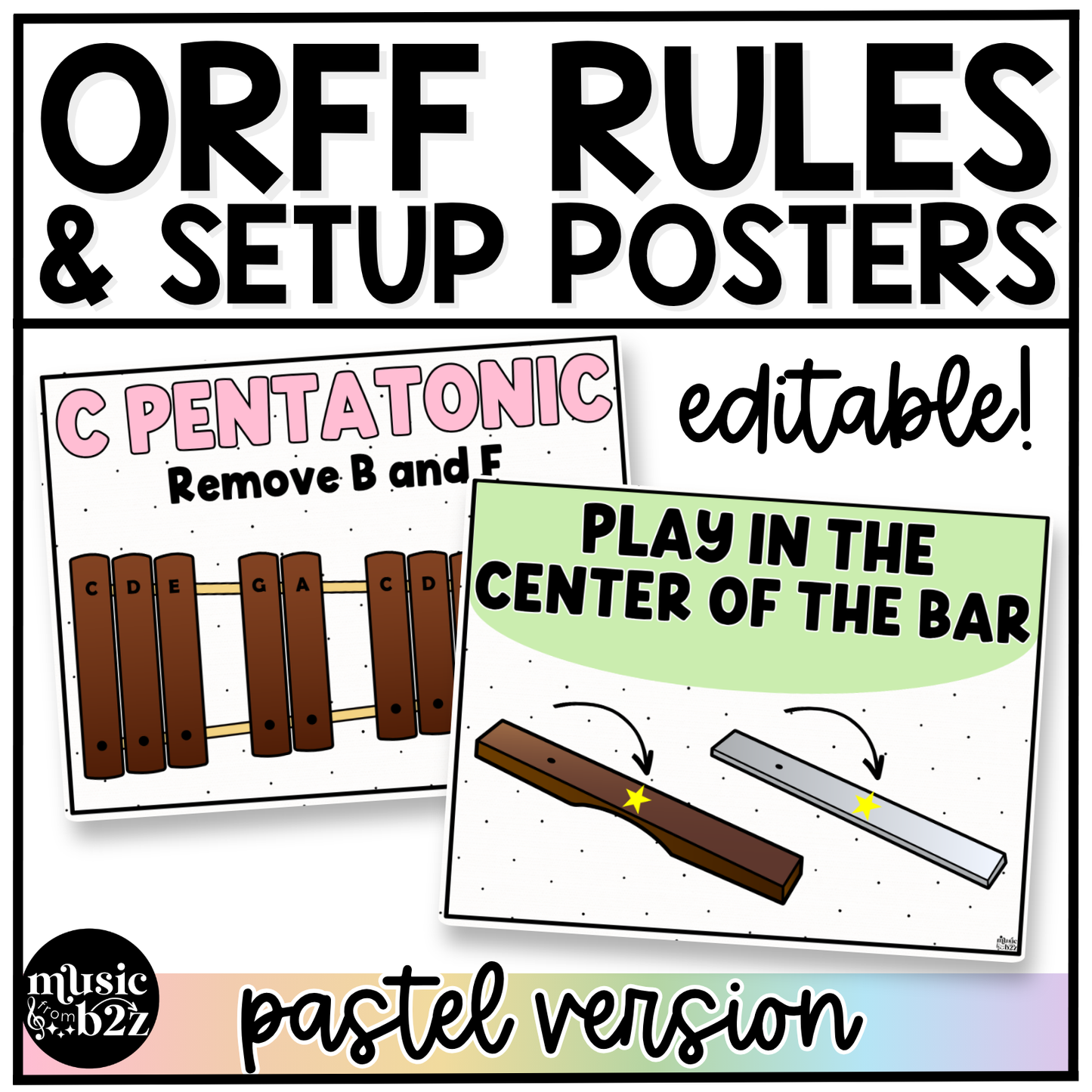 Pastel Orff Instrument Rules & Setups Posters Elementary Music Classroom Decor