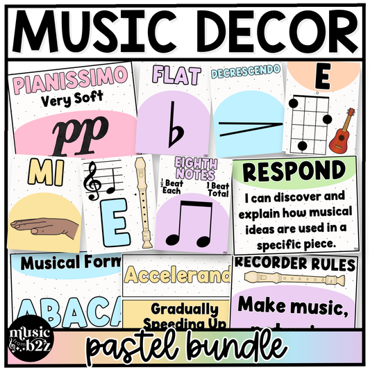 Pastel Music Classroom Decor BUNDLE Music Posters Bulletin Board