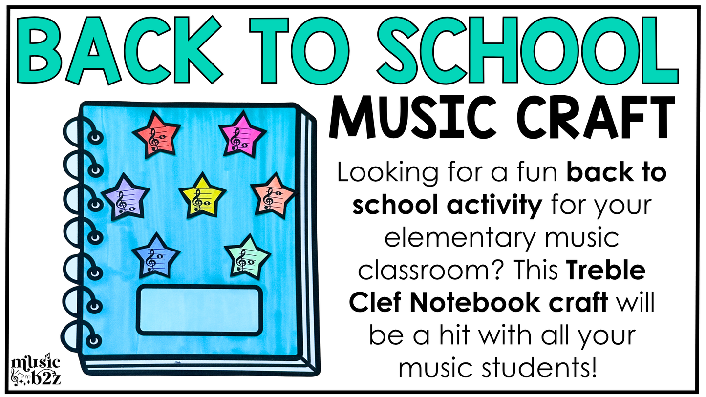 Back to School Music Craft Music Bulletin Board Elementary Music Treble Clef
