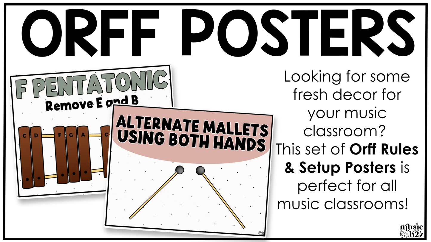 Neutral Orff Instrument Rules & Setups Posters Elementary Music Classroom Decor