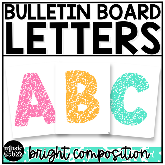 Bright Composition Bulletin Board Letters Numbers Symbols Elementary Music Classroom Decor