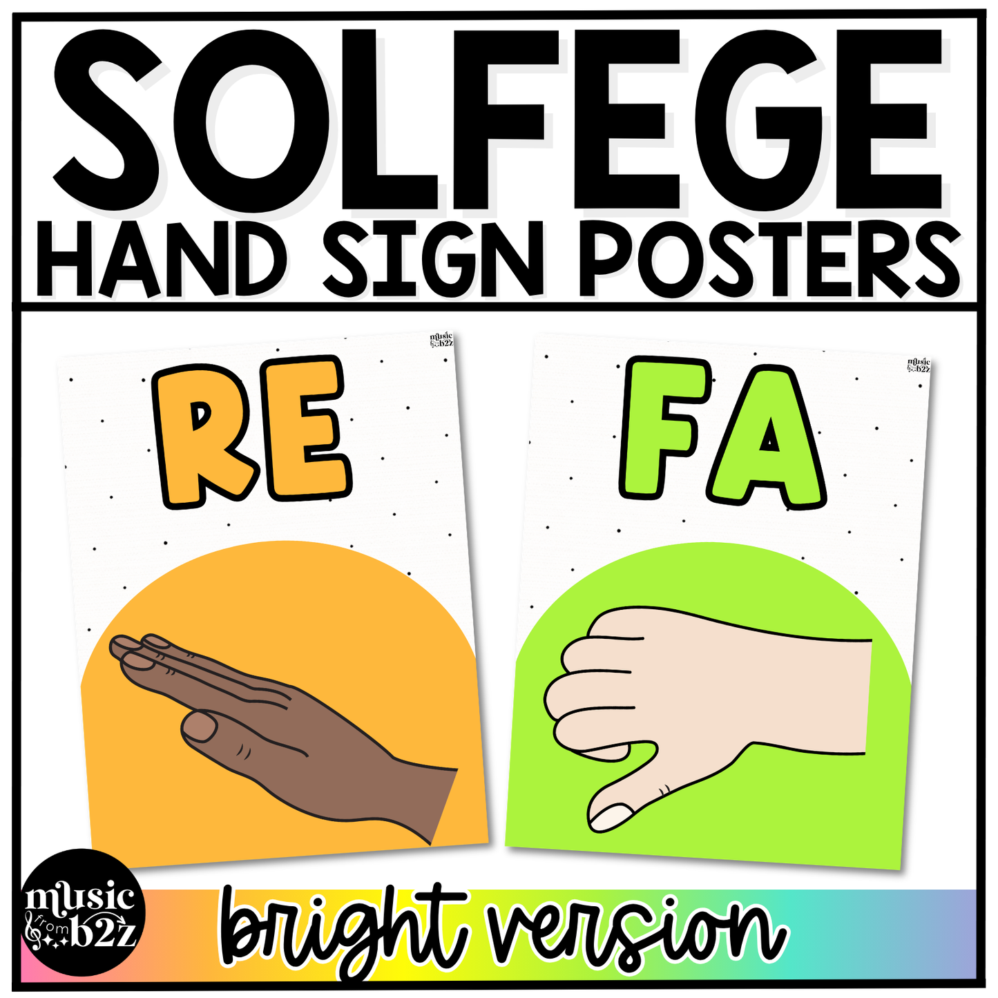Bright Solfege Hand Signs Posters Curwen Elementary Music Classroom Decor