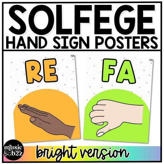 Bright Solfege Hand Signs Posters Curwen Elementary Music Classroom Decor