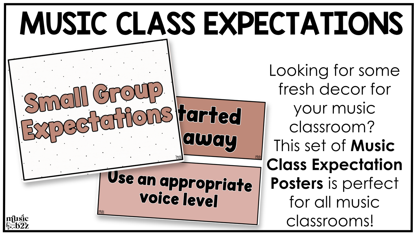 Neutral Music Rules & Expectations Posters Elementary Music Classroom Decor