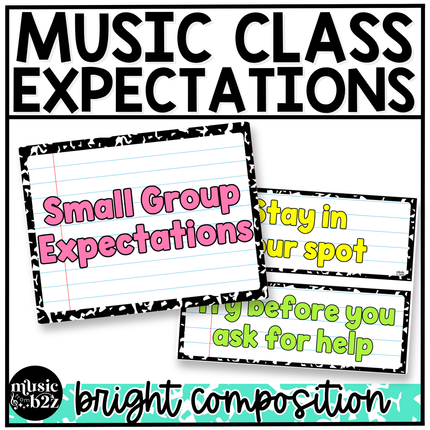 Bright Composition Music Rules & Expectations Posters Elementary Music Classroom Decor