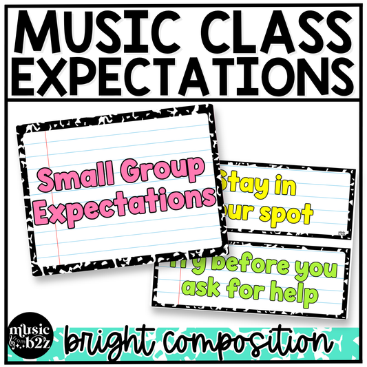Bright Composition Music Rules & Expectations Posters Elementary Music Classroom Decor