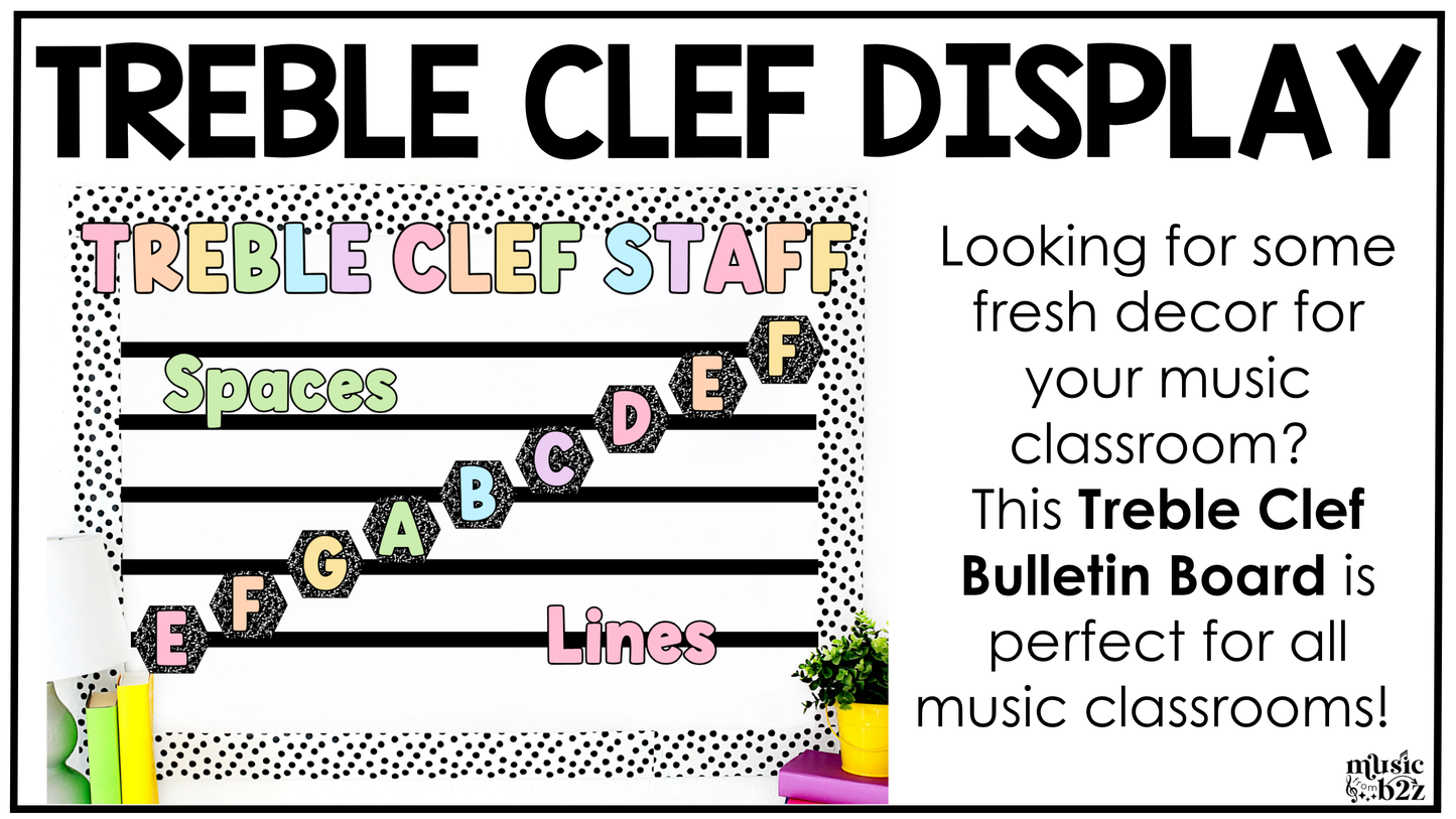 Pastel Composition Treble Clef Bulletin Board Music Classroom Decor Lines & Spaces