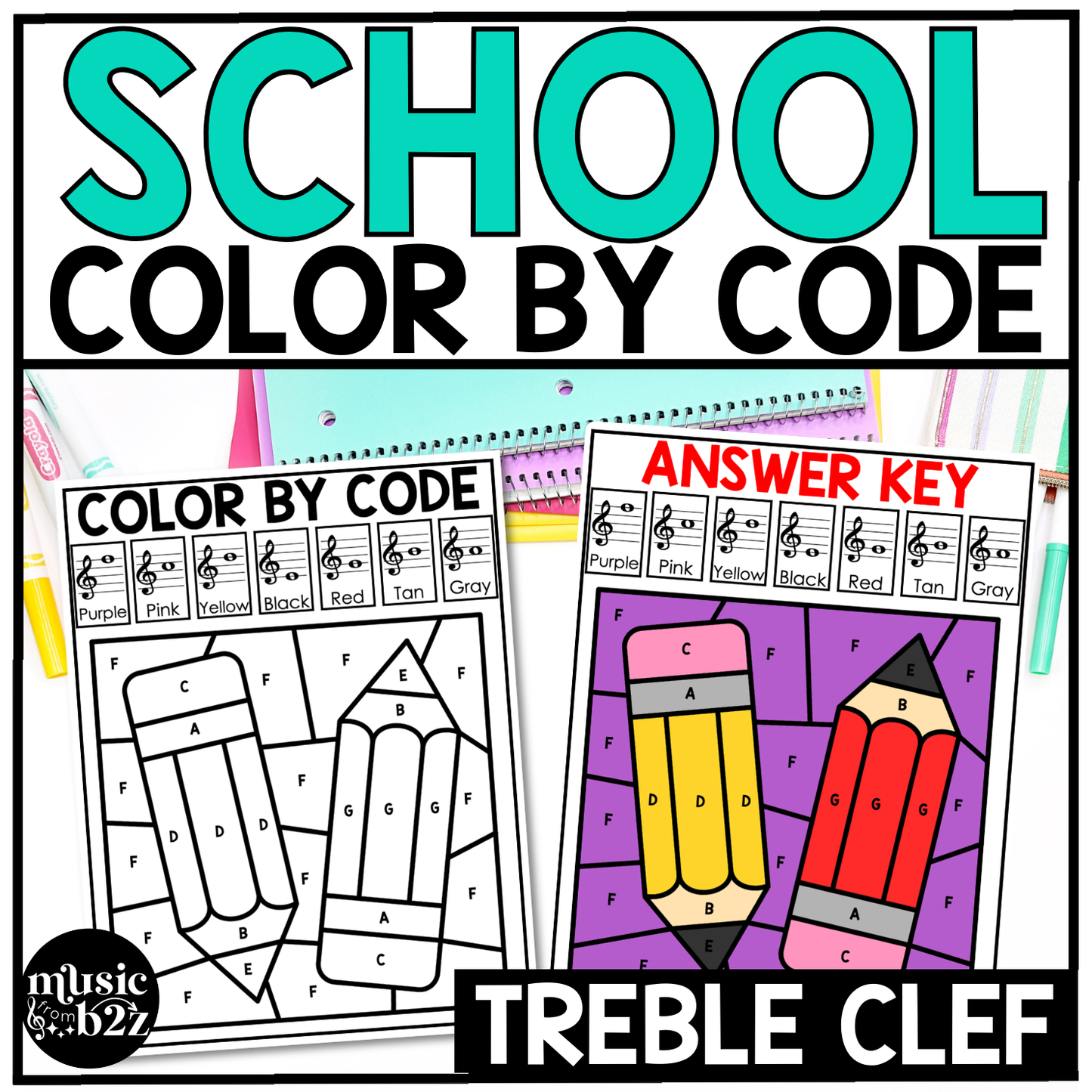 Back to School Music Coloring Pages Color by Note Music Worksheets Treble Clef