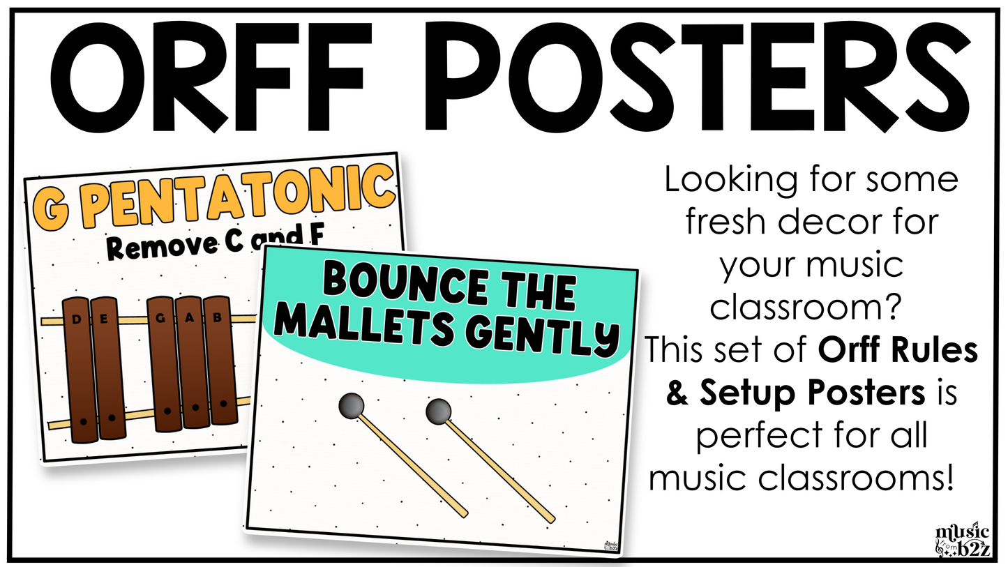 Bright Orff Instrument Rules & Setups Posters Elementary Music Classroom Decor