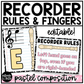 Pastel Composition Recorder Fingering Charts & Rules Posters Music Classroom Decor